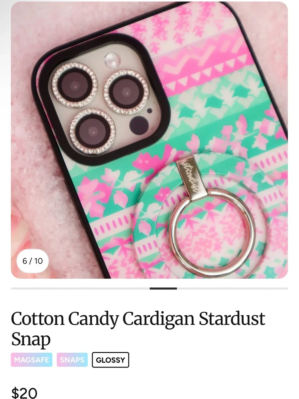 Cotton Candy Cardigan iPhone 16 Pro Max Snap & MagSafe Ring